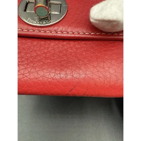 Tiffany & Co Red Leather Turnlock Wallet Small - Picture 3 of 9